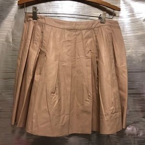 Pink Leather Pleated Skirt